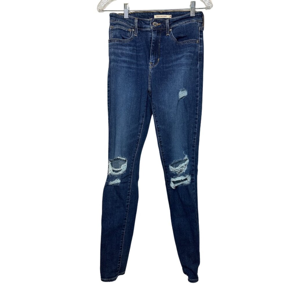 Levi Strauss & Co Blue Straight Leg Jeans with Distressed Details | Womens 28